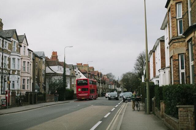 An urban area with CCTV cameras to help combat crime
